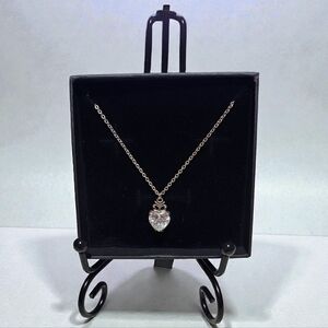 Brighton Silver Tone Necklace with Crystal Heart Pendant and Jewelry Bag